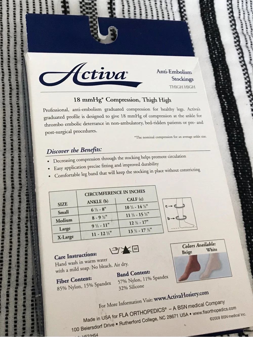 Activate Anti Embolish Stockings Thigh High WHITE large Men Women 18mmHg